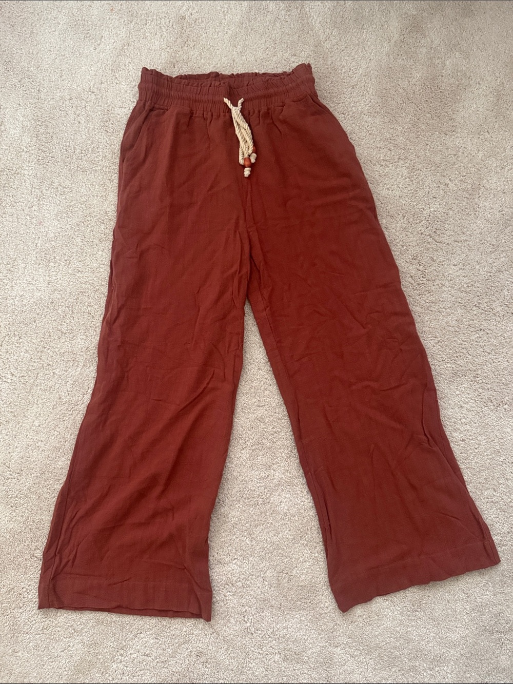 Umgee Rust Wide-Leg Drawstring Pants
